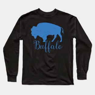 Buffalo New York WNY 716 BuffaLove Pattern Black, White, Blue Long Sleeve T-Shirt